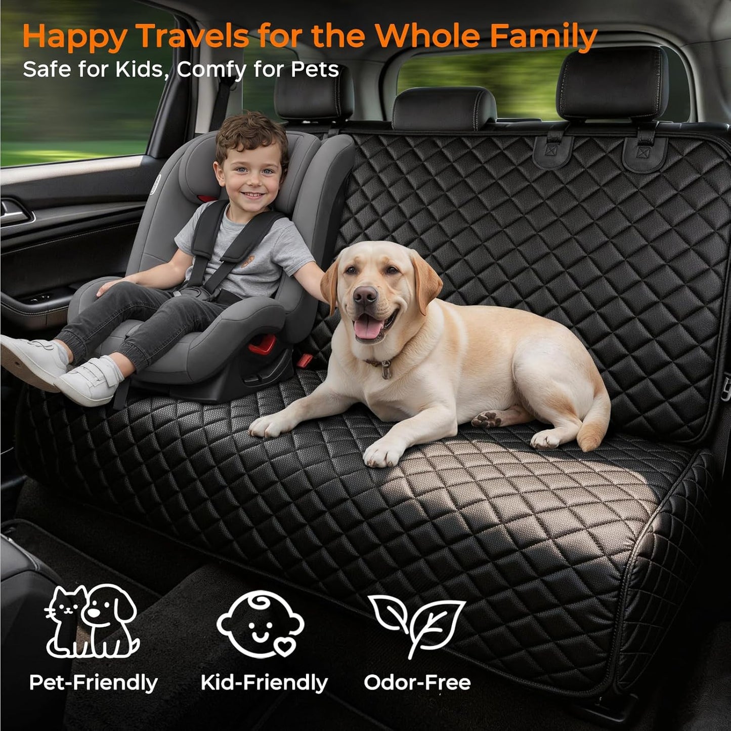 Dog Car Seat Cover for Back Seat, Waterproof Car Seat Protector for Child Carseat & Pets, Nonslip Car Seat Covers for Full Size Suvs & Trucks