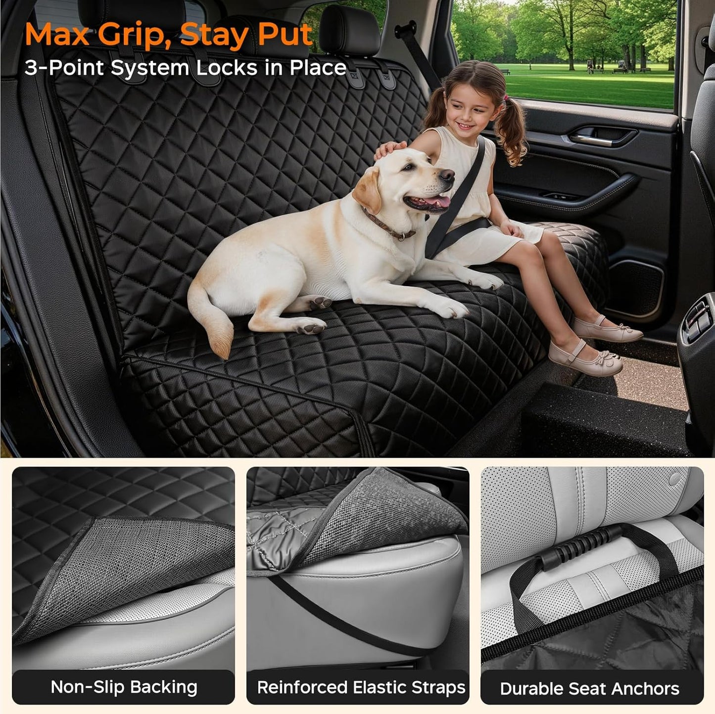 Dog Car Seat Cover for Back Seat, Waterproof Car Seat Protector for Child Carseat & Pets, Nonslip Car Seat Covers for Full Size Suvs & Trucks