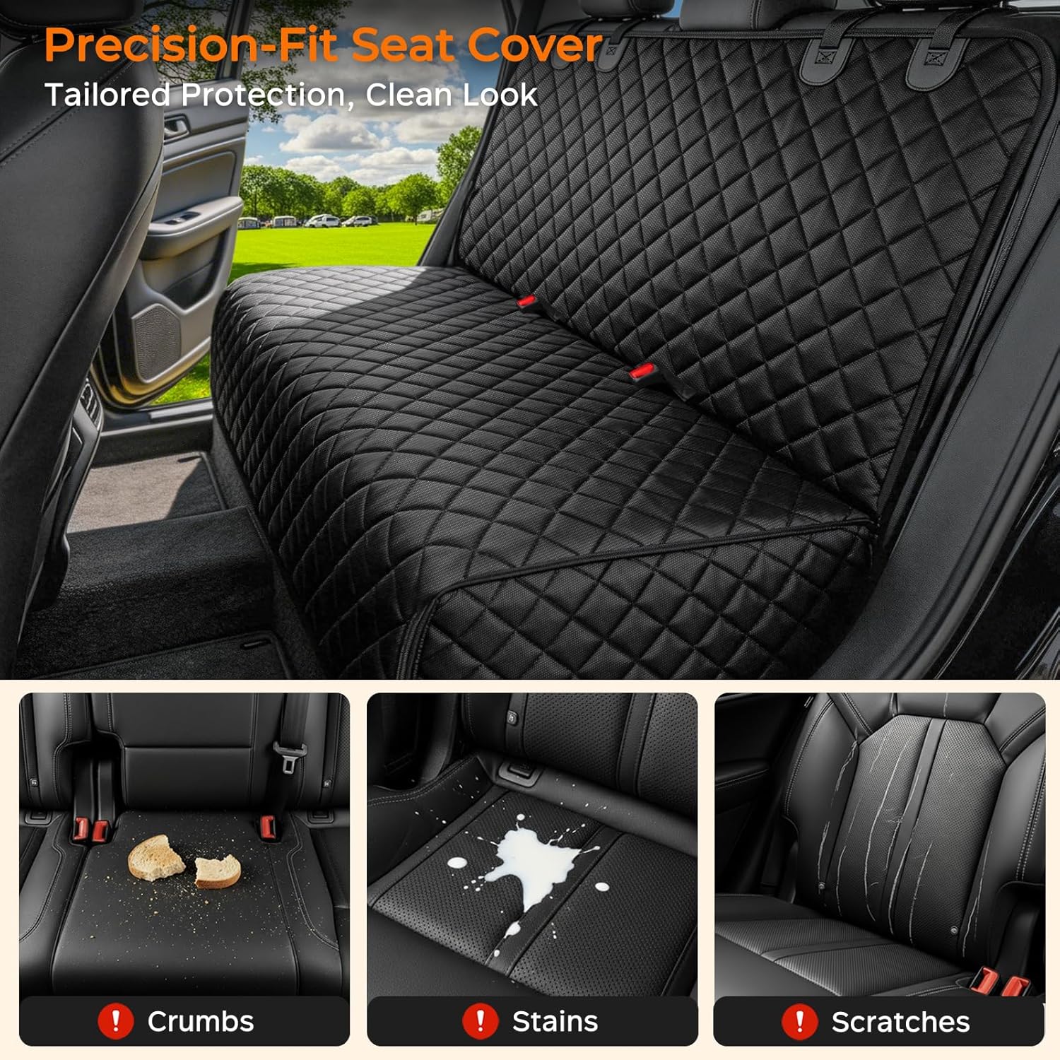 Dog Car Seat Cover for Back Seat, Waterproof Car Seat Protector for Child Carseat & Pets, Nonslip Car Seat Covers for Full Size Suvs & Trucks